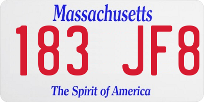 MA license plate 183JF8