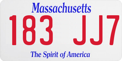 MA license plate 183JJ7