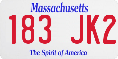 MA license plate 183JK2