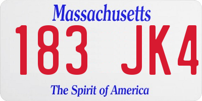 MA license plate 183JK4