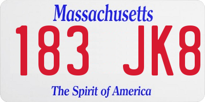 MA license plate 183JK8