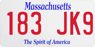 MA license plate 183JK9