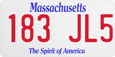 MA license plate 183JL5