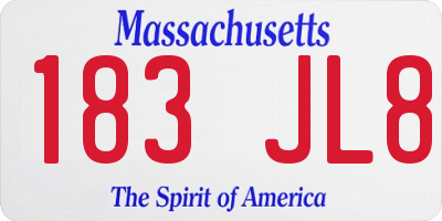 MA license plate 183JL8