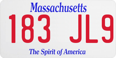MA license plate 183JL9
