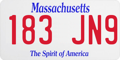 MA license plate 183JN9