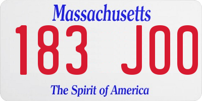 MA license plate 183JO0