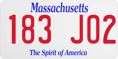 MA license plate 183JO2