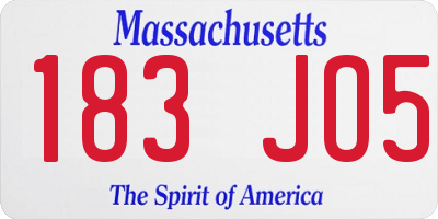 MA license plate 183JO5