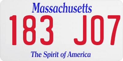MA license plate 183JO7
