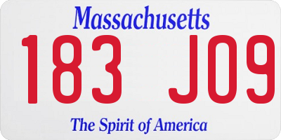 MA license plate 183JO9
