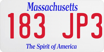 MA license plate 183JP3