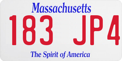 MA license plate 183JP4