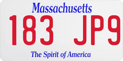 MA license plate 183JP9