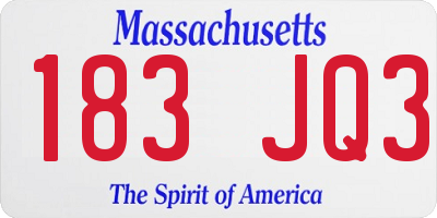 MA license plate 183JQ3