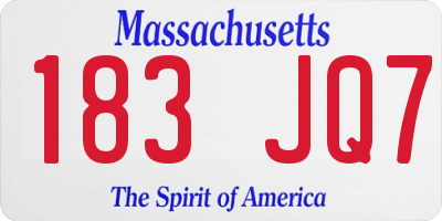 MA license plate 183JQ7