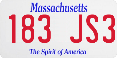 MA license plate 183JS3