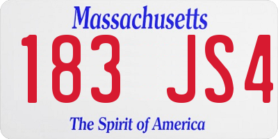 MA license plate 183JS4