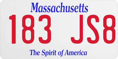 MA license plate 183JS8