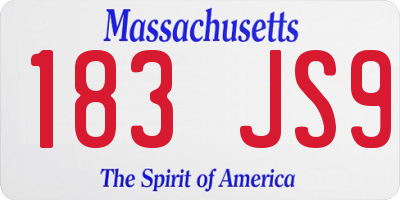 MA license plate 183JS9