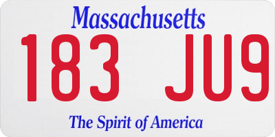 MA license plate 183JU9