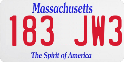 MA license plate 183JW3