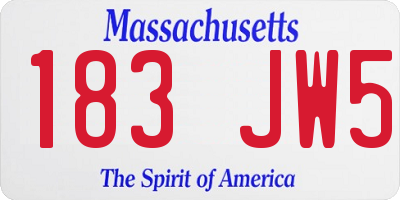MA license plate 183JW5