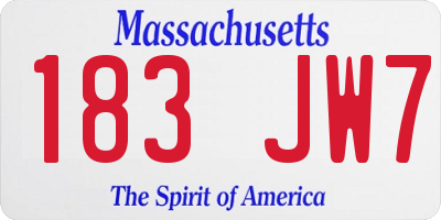 MA license plate 183JW7