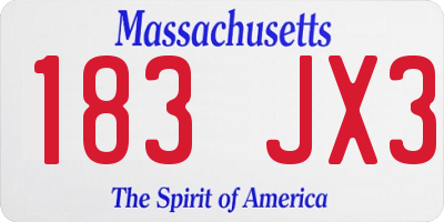 MA license plate 183JX3