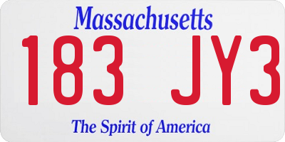 MA license plate 183JY3