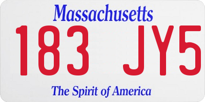 MA license plate 183JY5