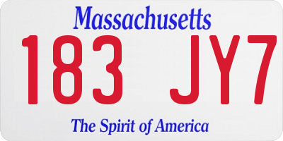 MA license plate 183JY7