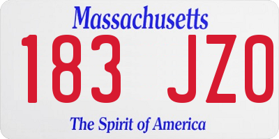 MA license plate 183JZ0