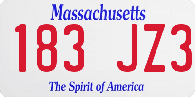 MA license plate 183JZ3