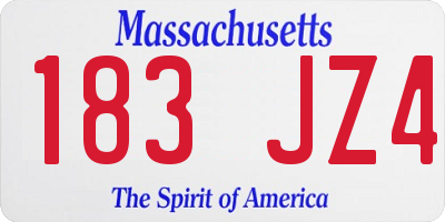 MA license plate 183JZ4
