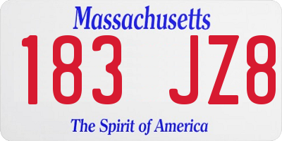 MA license plate 183JZ8