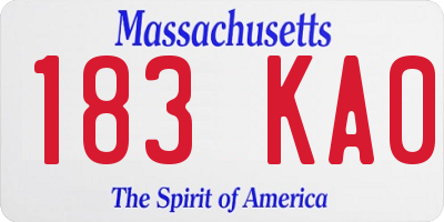 MA license plate 183KA0