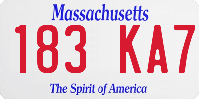 MA license plate 183KA7