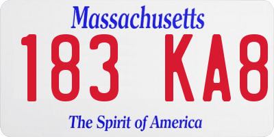 MA license plate 183KA8