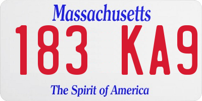 MA license plate 183KA9