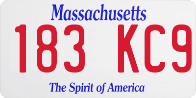 MA license plate 183KC9