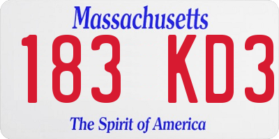 MA license plate 183KD3