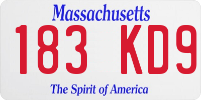 MA license plate 183KD9