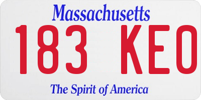 MA license plate 183KE0