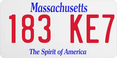 MA license plate 183KE7