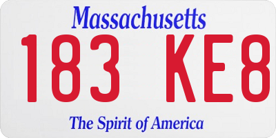 MA license plate 183KE8
