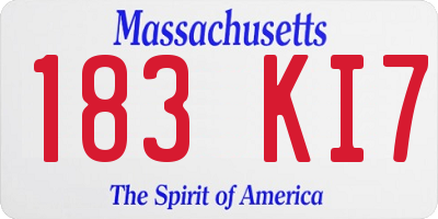 MA license plate 183KI7