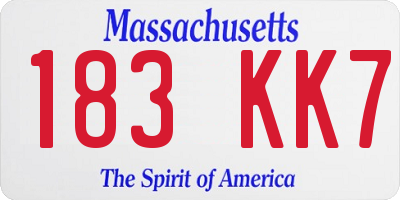 MA license plate 183KK7