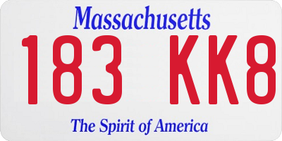 MA license plate 183KK8