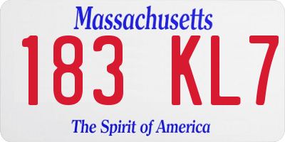 MA license plate 183KL7